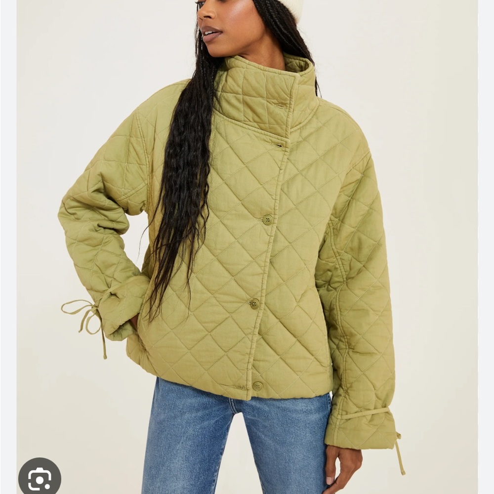 Something Navy Army Green Quilted Jacket